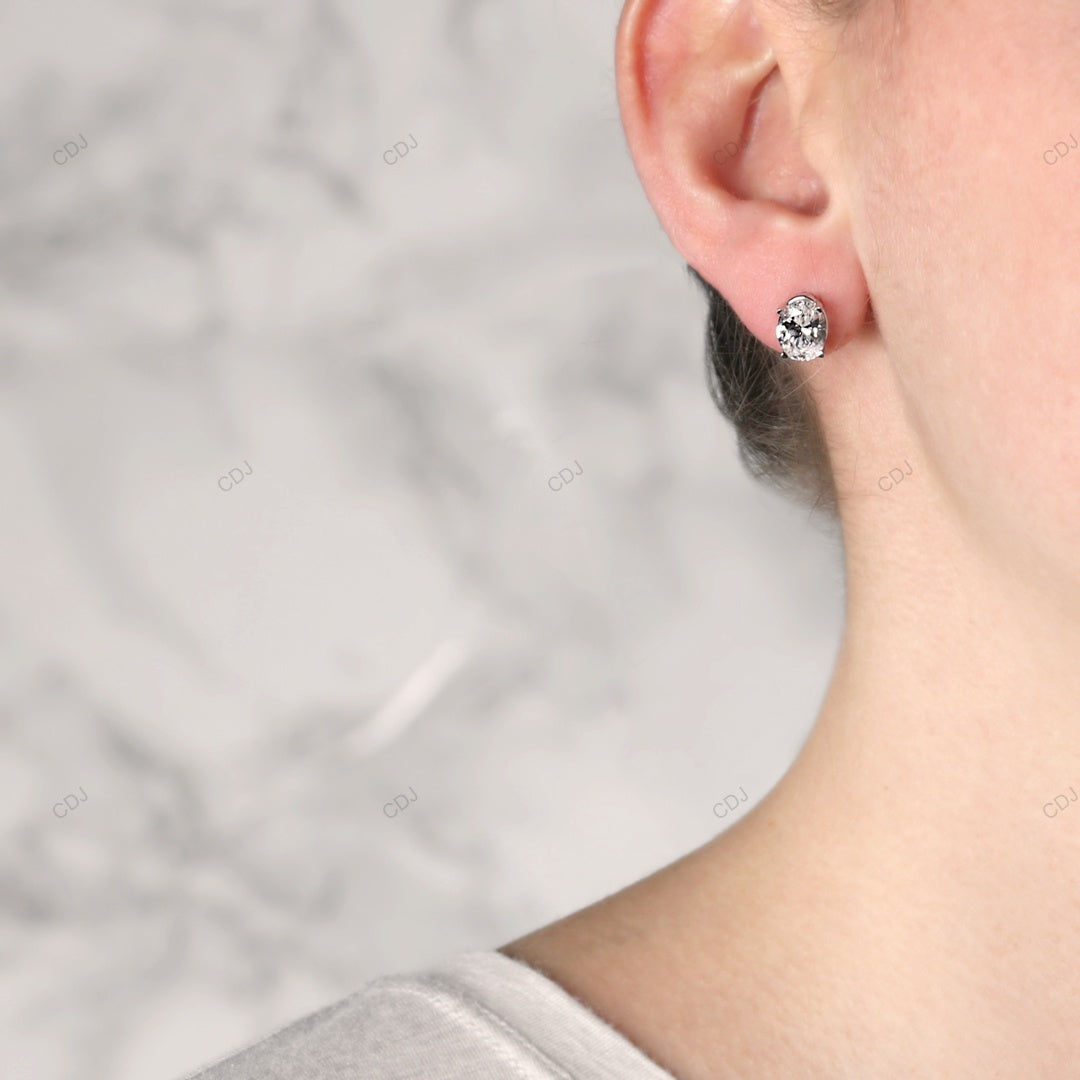 Oval Shape White Gold Lab Diamond Earrings