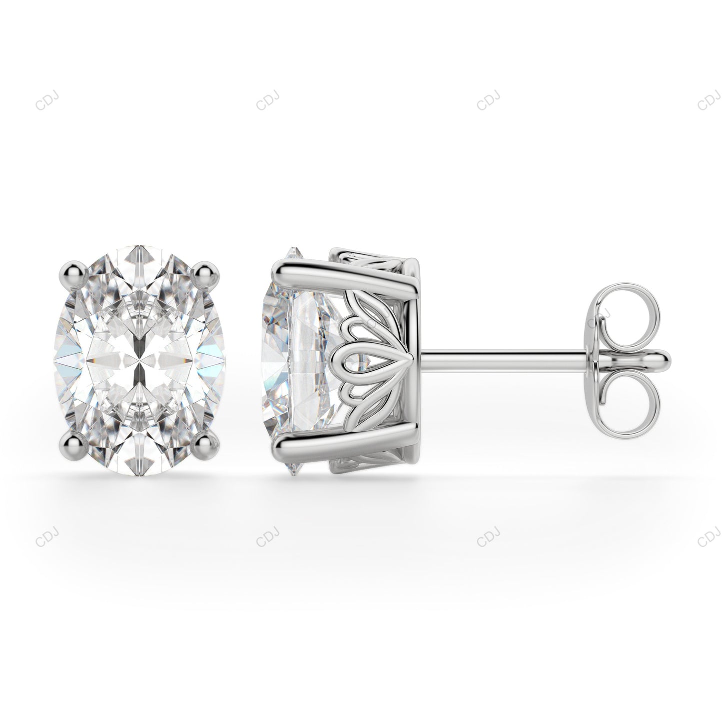 Oval Shape White Gold Lab Diamond Earrings