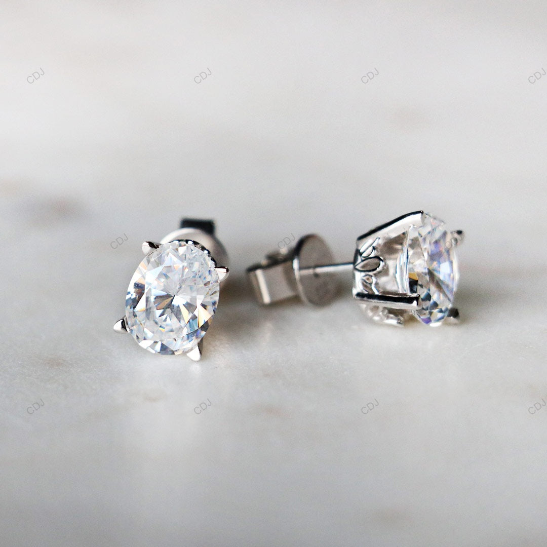 Oval Shape White Gold Lab Diamond Earrings