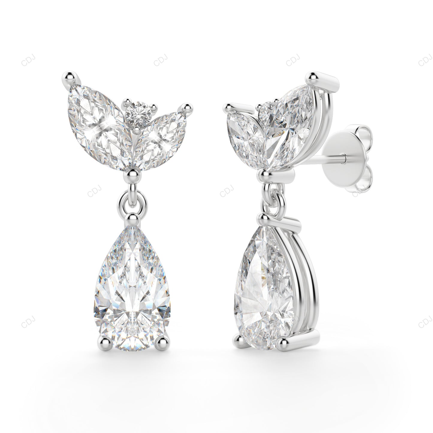 Marquise Bloom Gold Lab Grown Diamond Drop Earrings