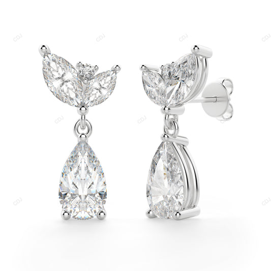 Marquise Bloom Gold Lab Grown Diamond Drop Earrings customdiamjewel