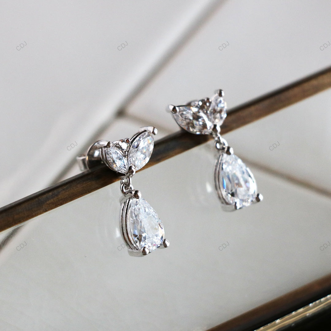 Marquise Bloom Gold Lab Grown Diamond Drop Earrings