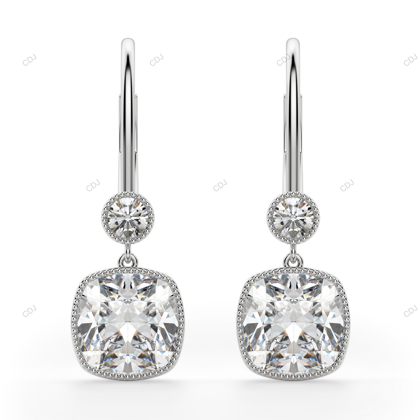White Gold Lab Grown Diamond Lever Back Earrings
