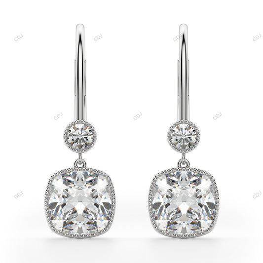 White Gold Lab Grown Diamond Lever Back Earrings customdiamjewel
