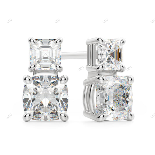 Asscher Cut Lab Grown Diamond Pushback Gold Stud Earrings customdiamjewel