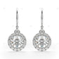 White Gold CVD Diamond Cluster Drop Earrings