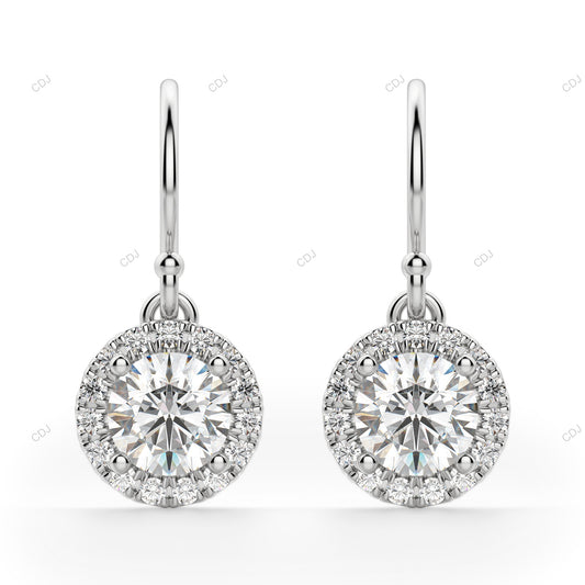 White Gold CVD Diamond Cluster Drop Earrings customdiamjewel