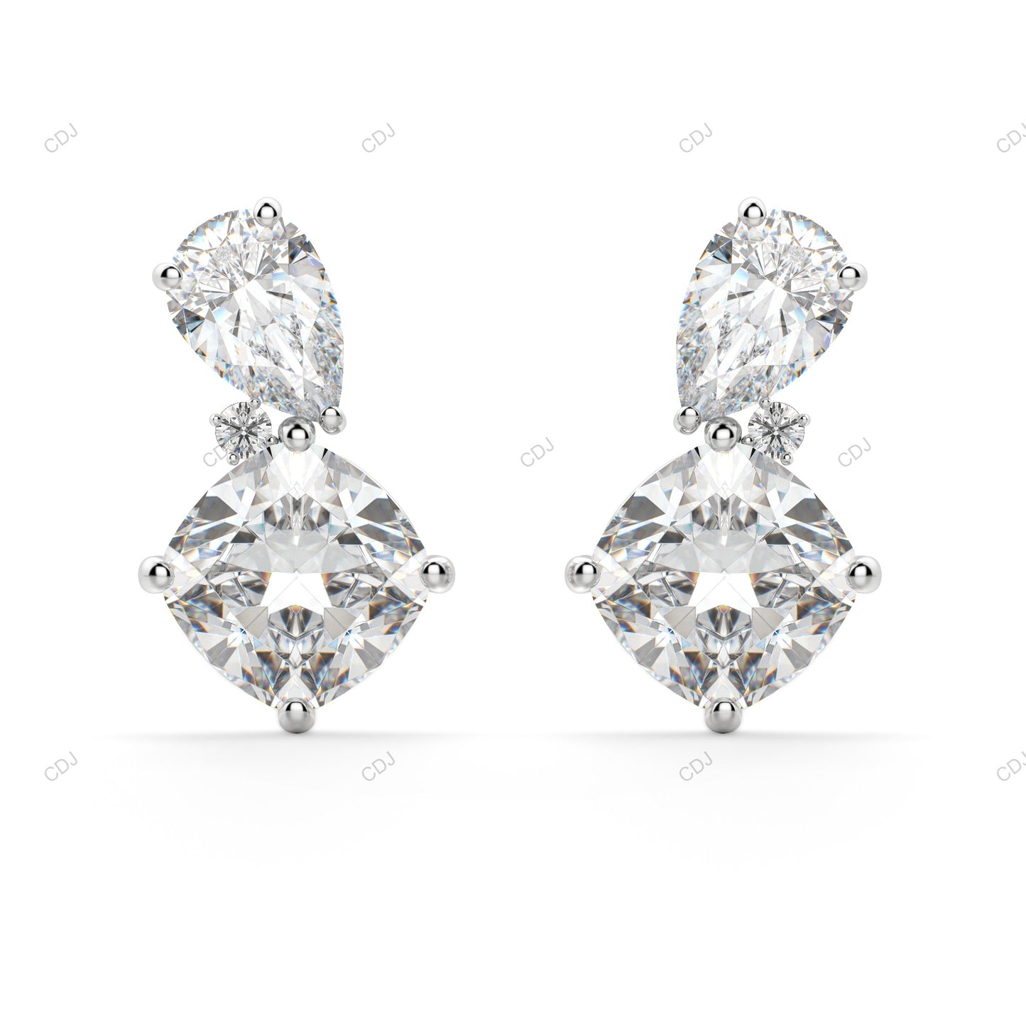 Cushion Cut CVD Diamond Pushback Stud Earrings For Wedding