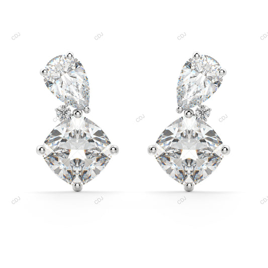 Cushion Cut CVD Diamond Pushback Stud Earrings For Wedding customdiamjewel