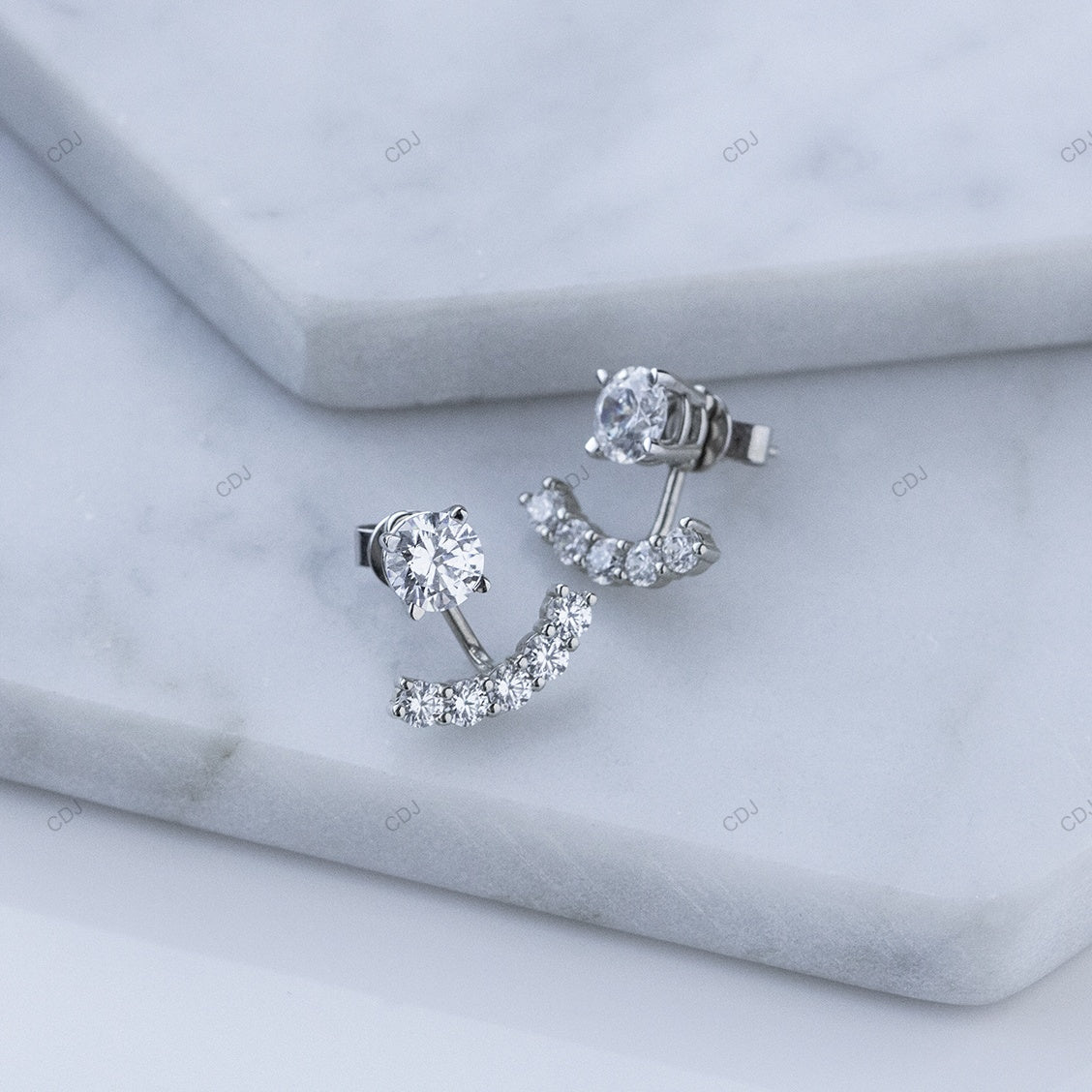 White Gold Lab Grown Diamond Contoured Stud Enhancer Earrings