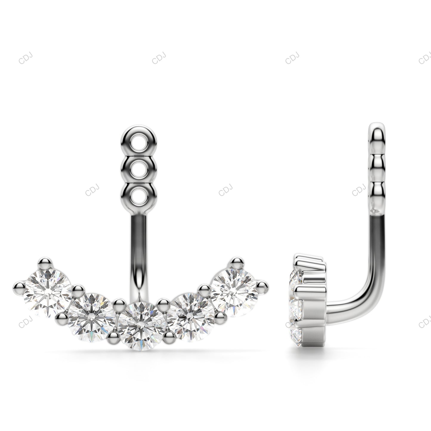White Gold Lab Grown Diamond Contoured Stud Enhancer Earrings