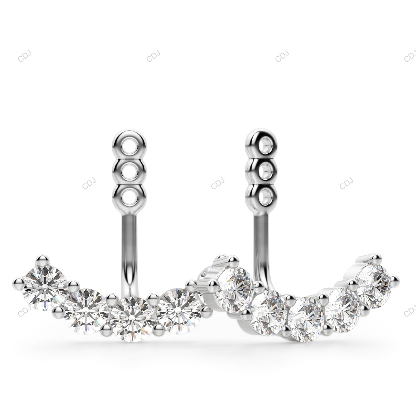 White Gold Lab Grown Diamond Contoured Stud Enhancer Earrings