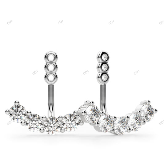 White Gold Lab Grown Diamond Contoured Stud Enhancer Earrings customdiamjewel