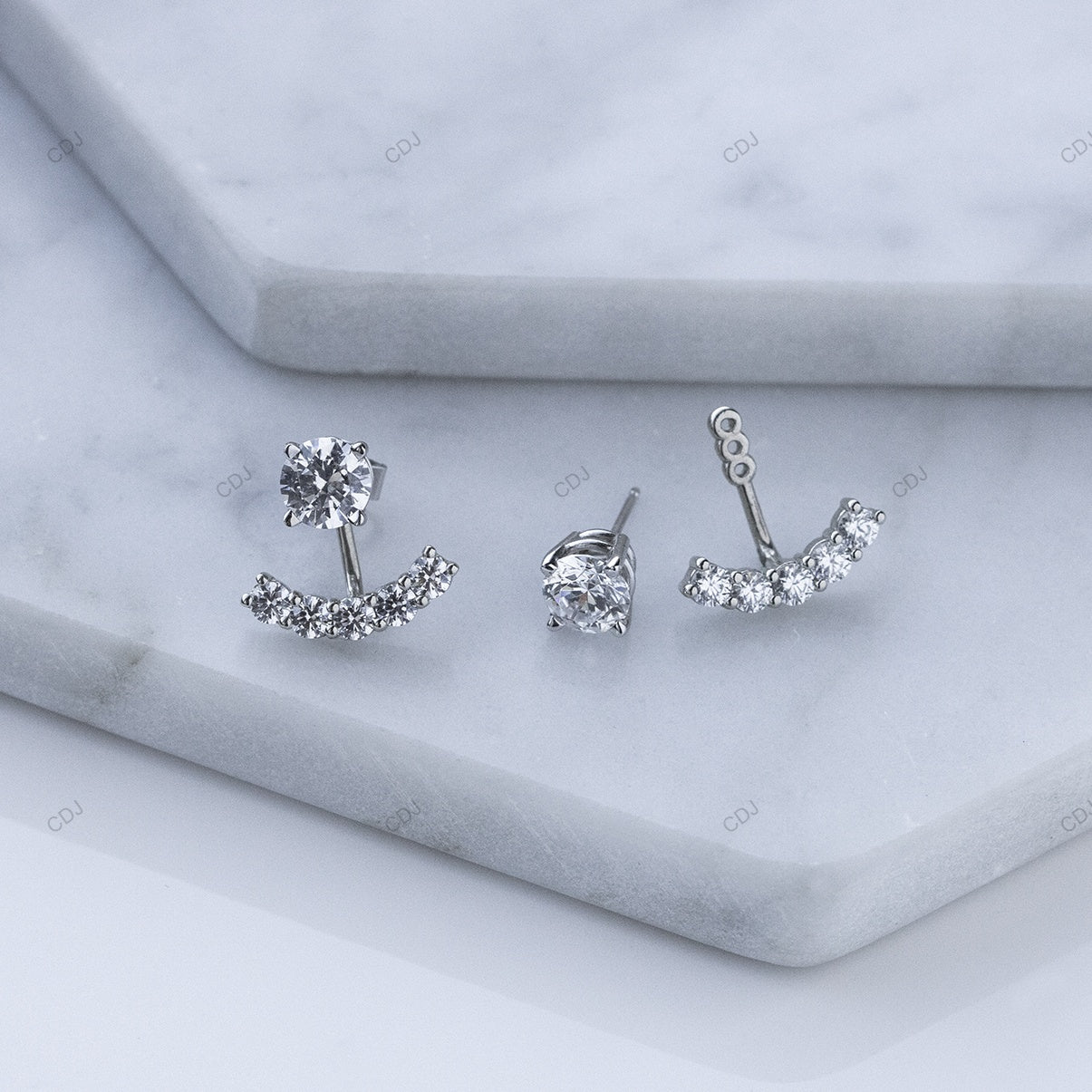 White Gold Lab Grown Diamond Contoured Stud Enhancer Earrings