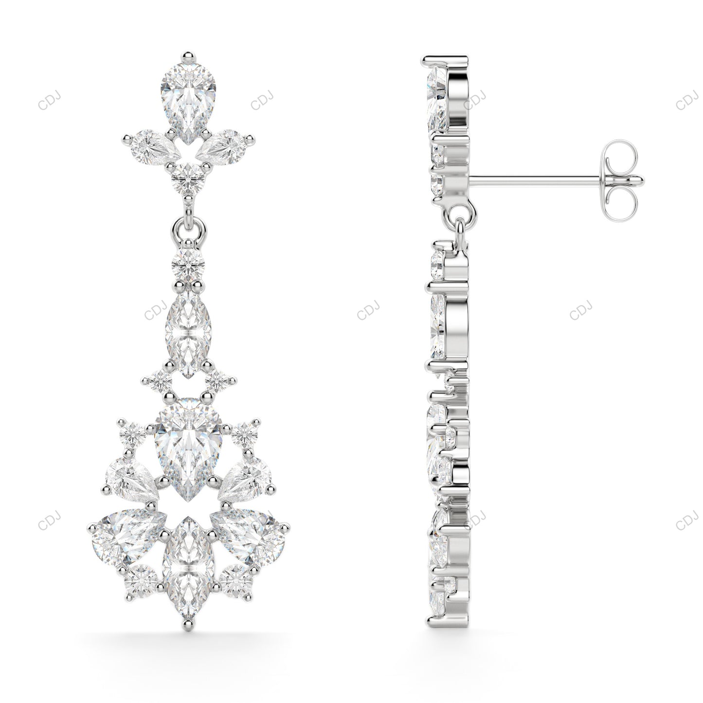 Pear Cut Lab Diamond Drop Dangle Gold Earrings