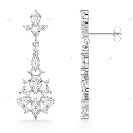Pear Cut Lab Diamond Drop Dangle Gold Earrings customdiamjewel