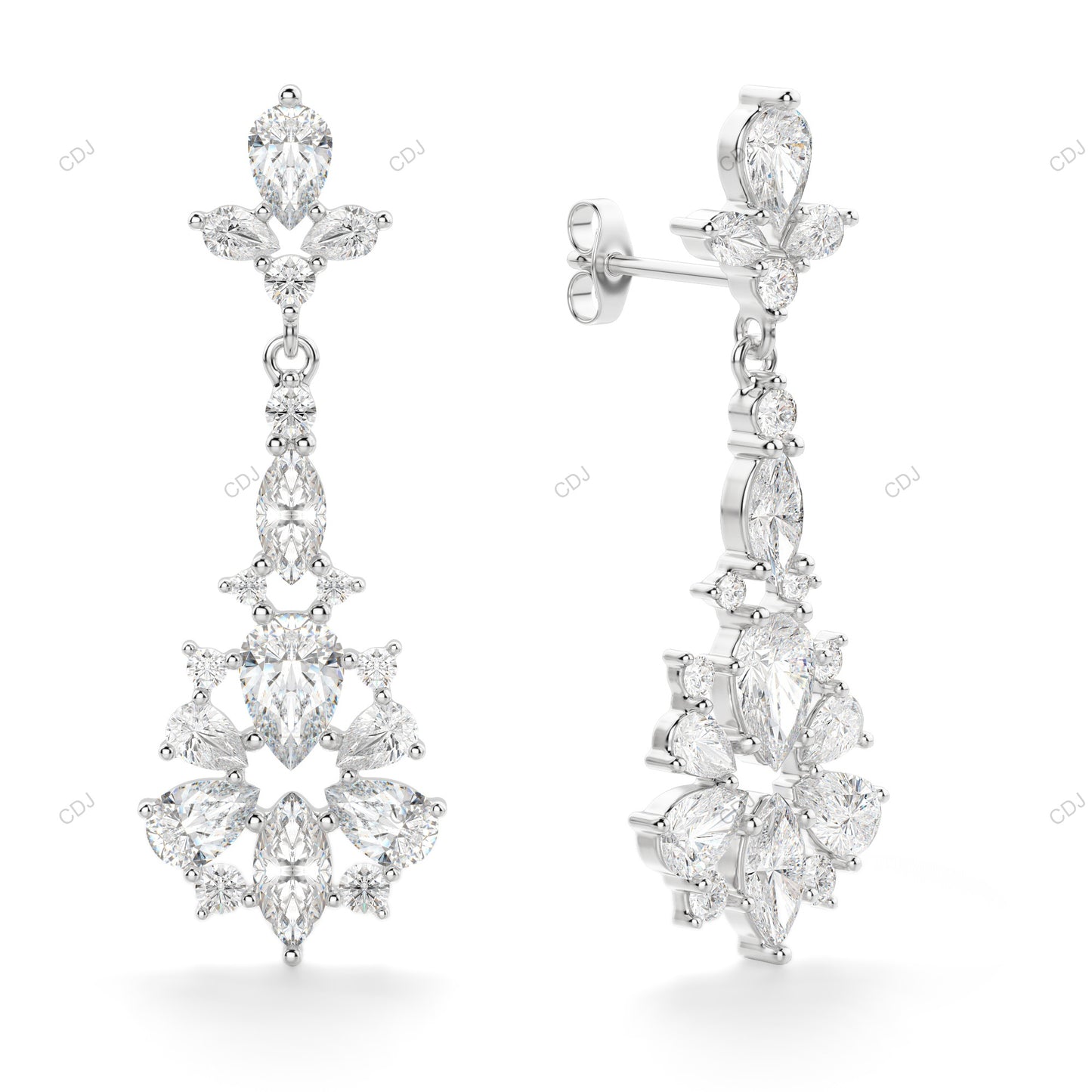 Pear Cut Lab Diamond Drop Dangle Gold Earrings