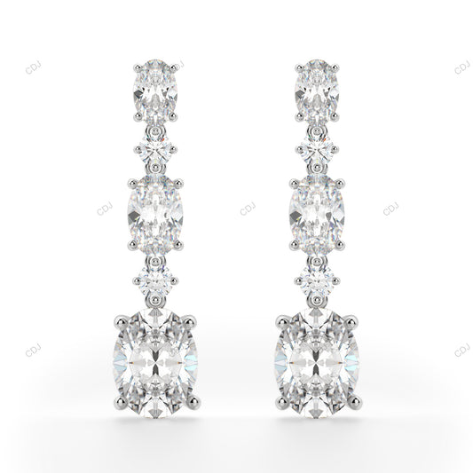 White Gold Lab Grown Diamond Unique Oval Cut Stud Earrings