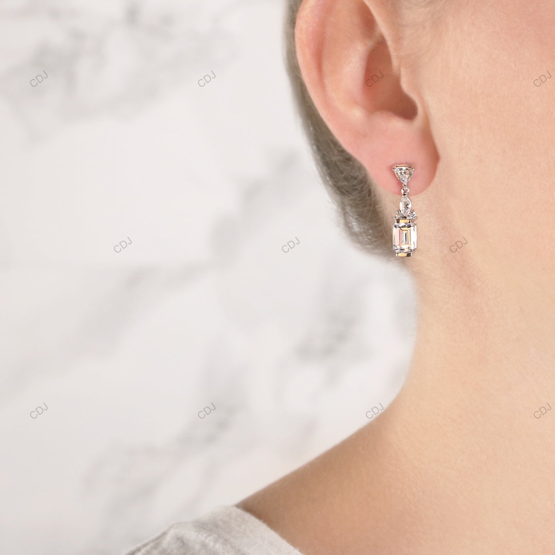 Emerald Cut Lab Grown Diamond Stud Earrings For Wedding