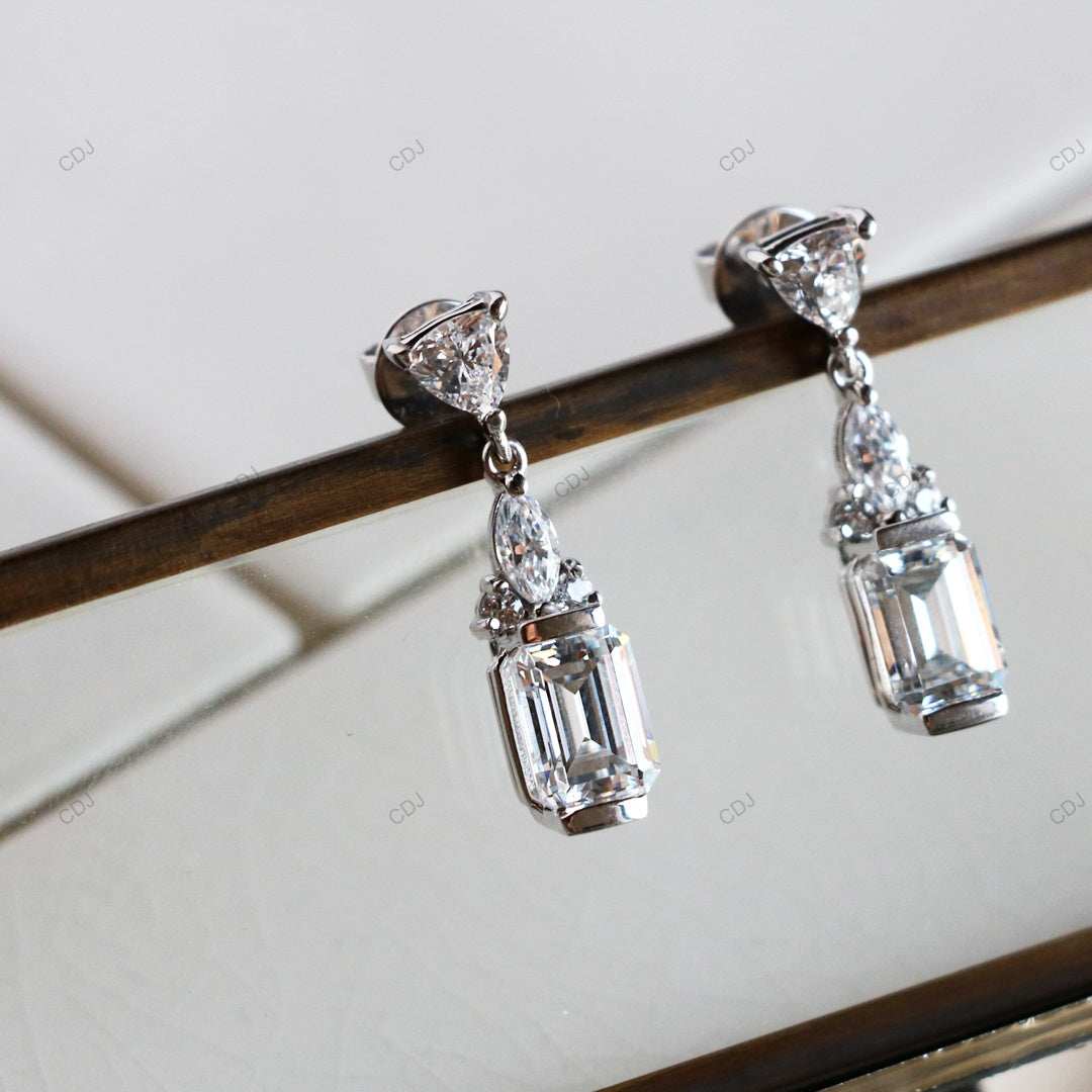 Emerald Cut Lab Grown Diamond Stud Earrings For Wedding