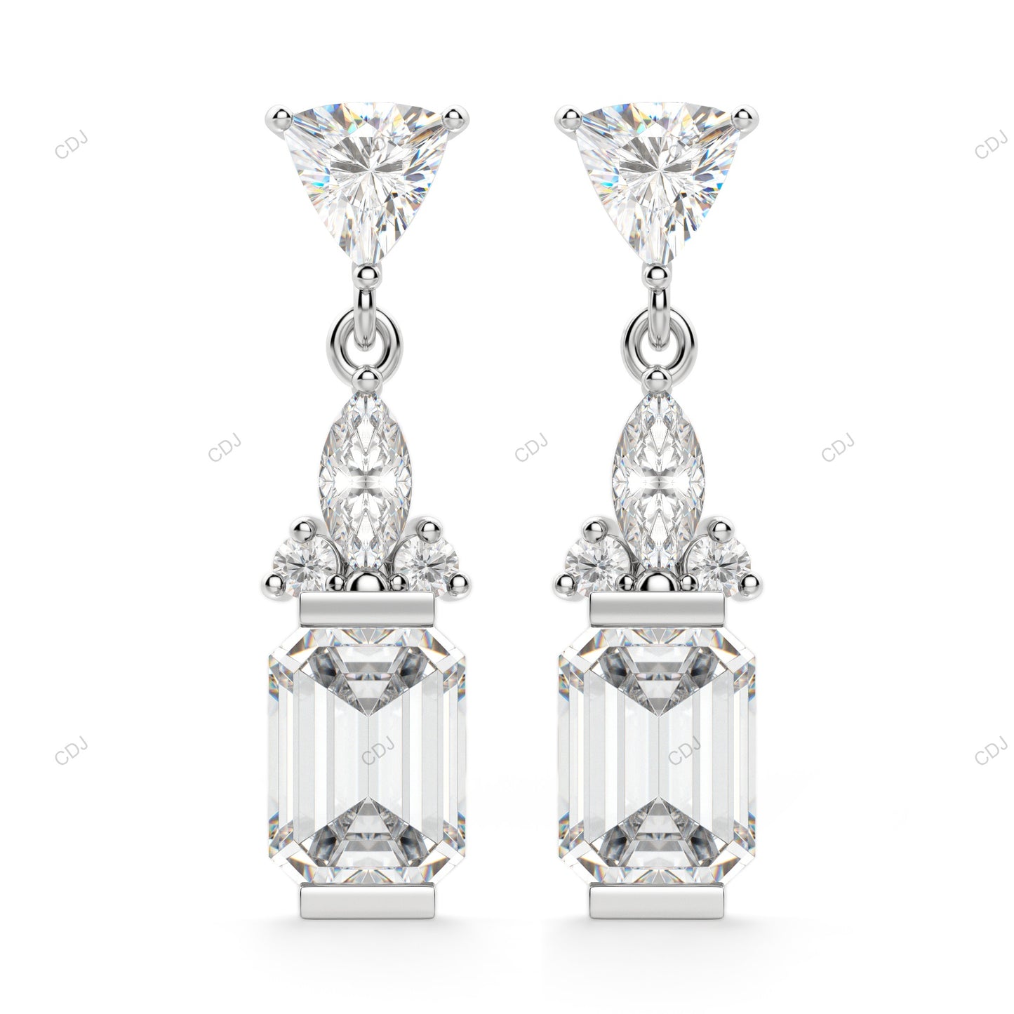 Emerald Cut Lab Grown Diamond Stud Earrings For Wedding