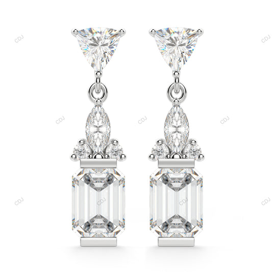 Emerald Cut Lab Grown Diamond Stud Earrings For Wedding
