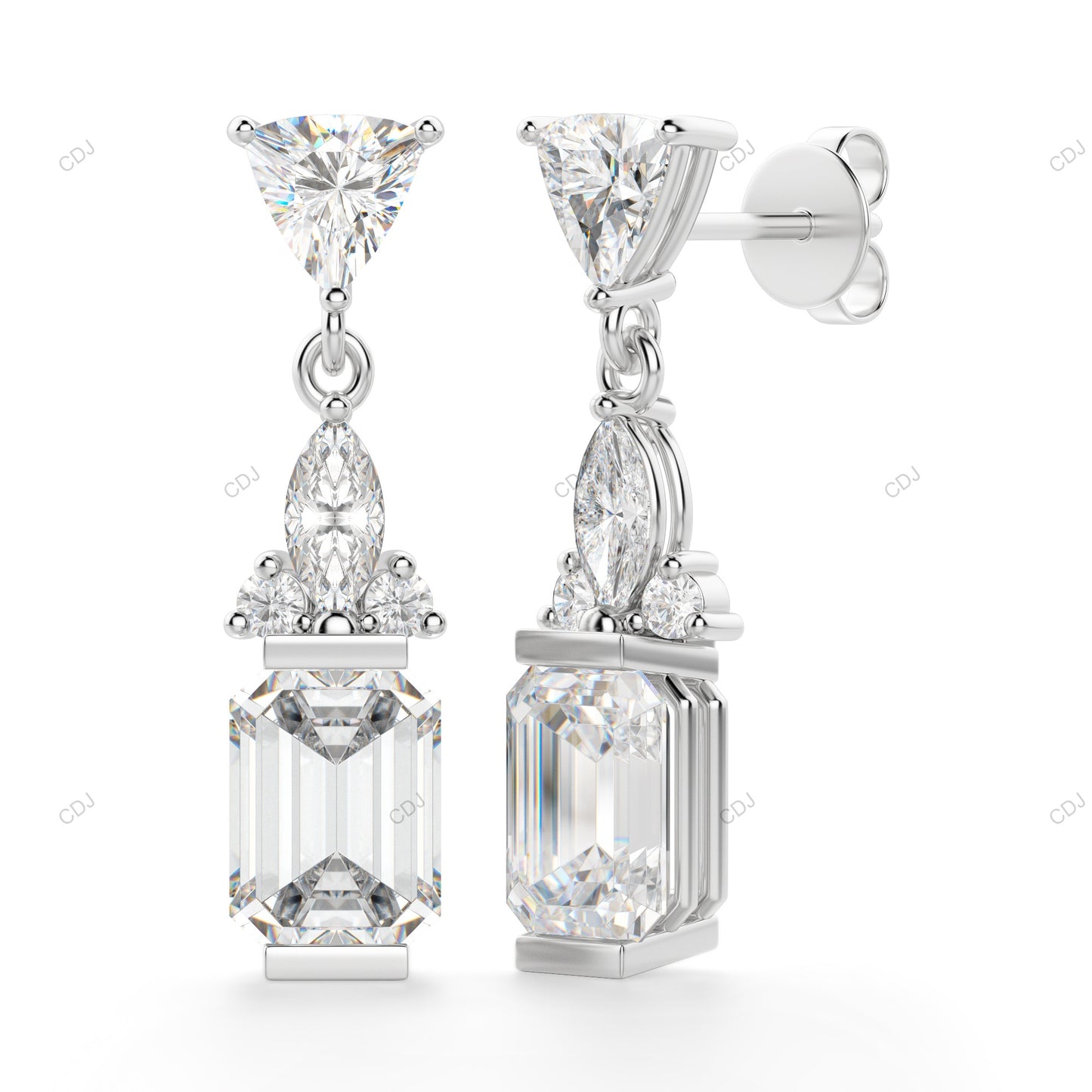 Emerald Cut Lab Grown Diamond Stud Earrings For Wedding