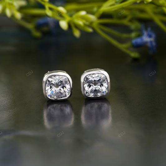 Bezel Set Gold Lab Grown Diamond Stud Earrings