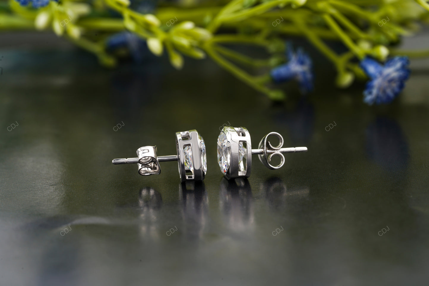 Bezel Set Gold Lab Grown Diamond Stud Earrings