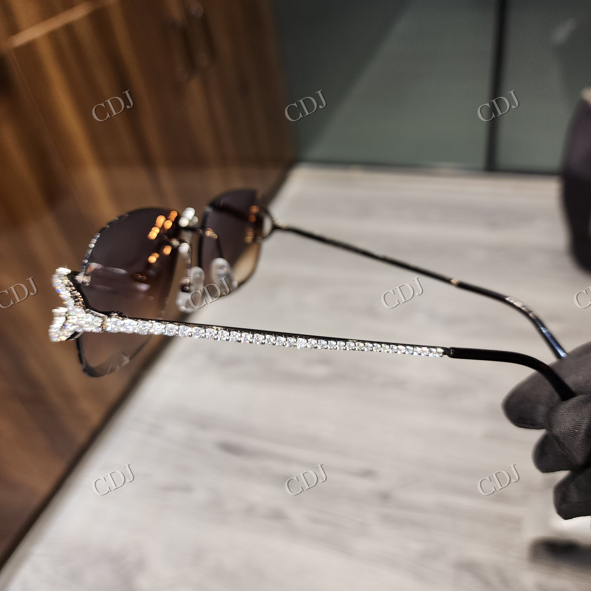 Brown Shade Designer Moissanite Sunglasses hip hop jewelry CustomDiamJewel