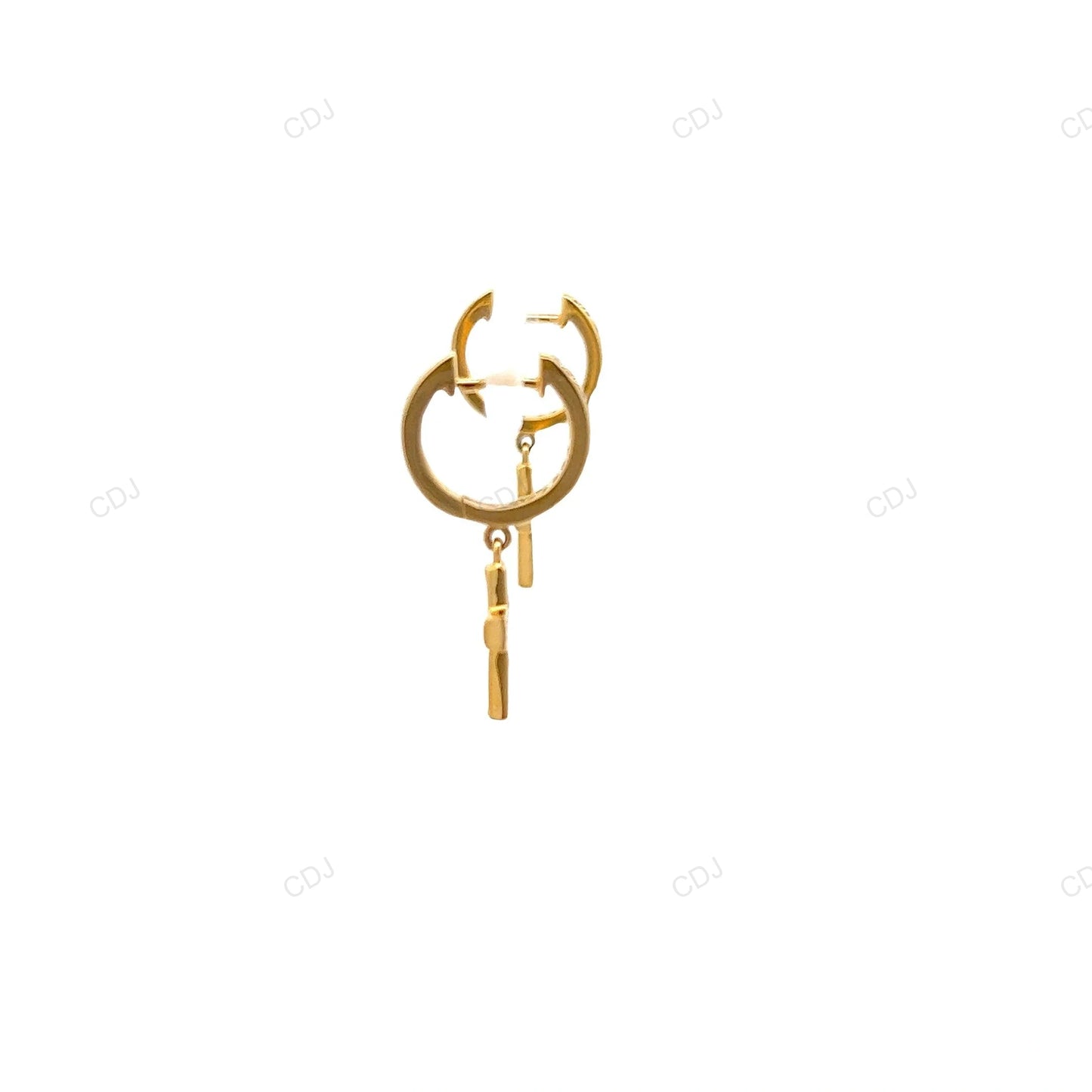 14K Gold Lab Grown Diamond Cross Huggies Channel Setting Earrings