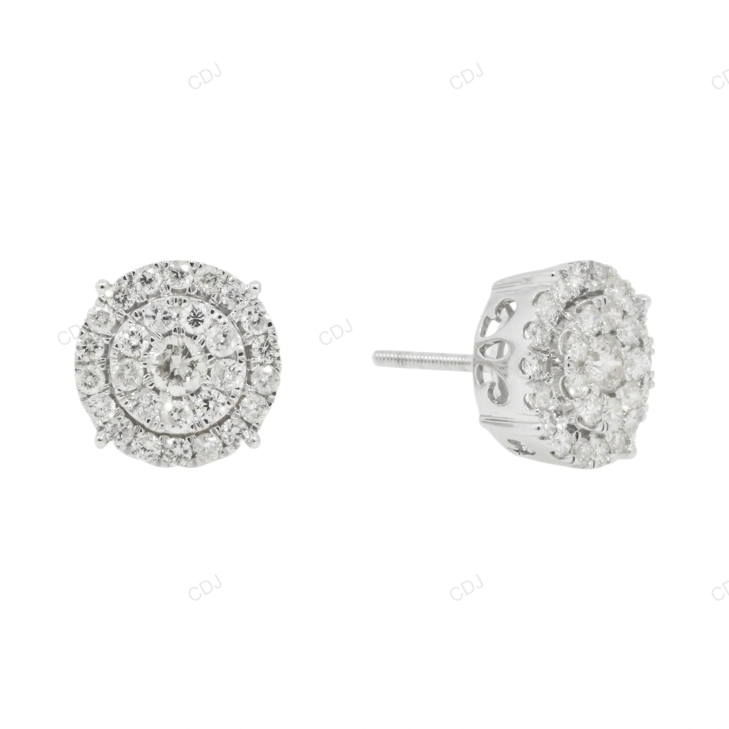 Lab Grown Diamond Cluster Stud Earrings in Gold hip hop jewelry customdiamjewel