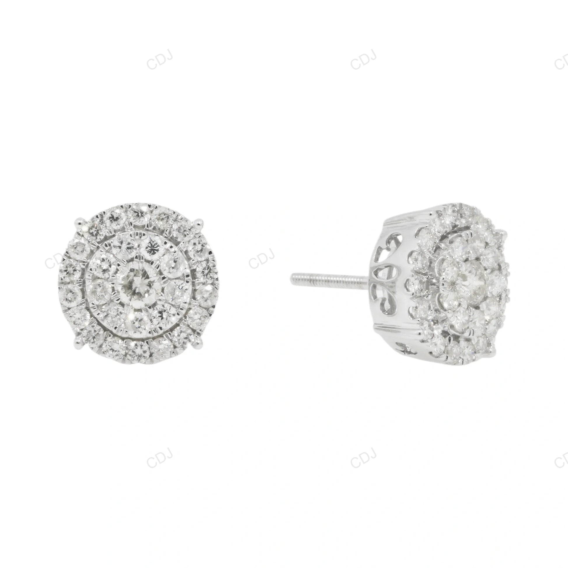 Lab Grown Diamond Cluster Stud Earrings in Gold hip hop jewelry customdiamjewel