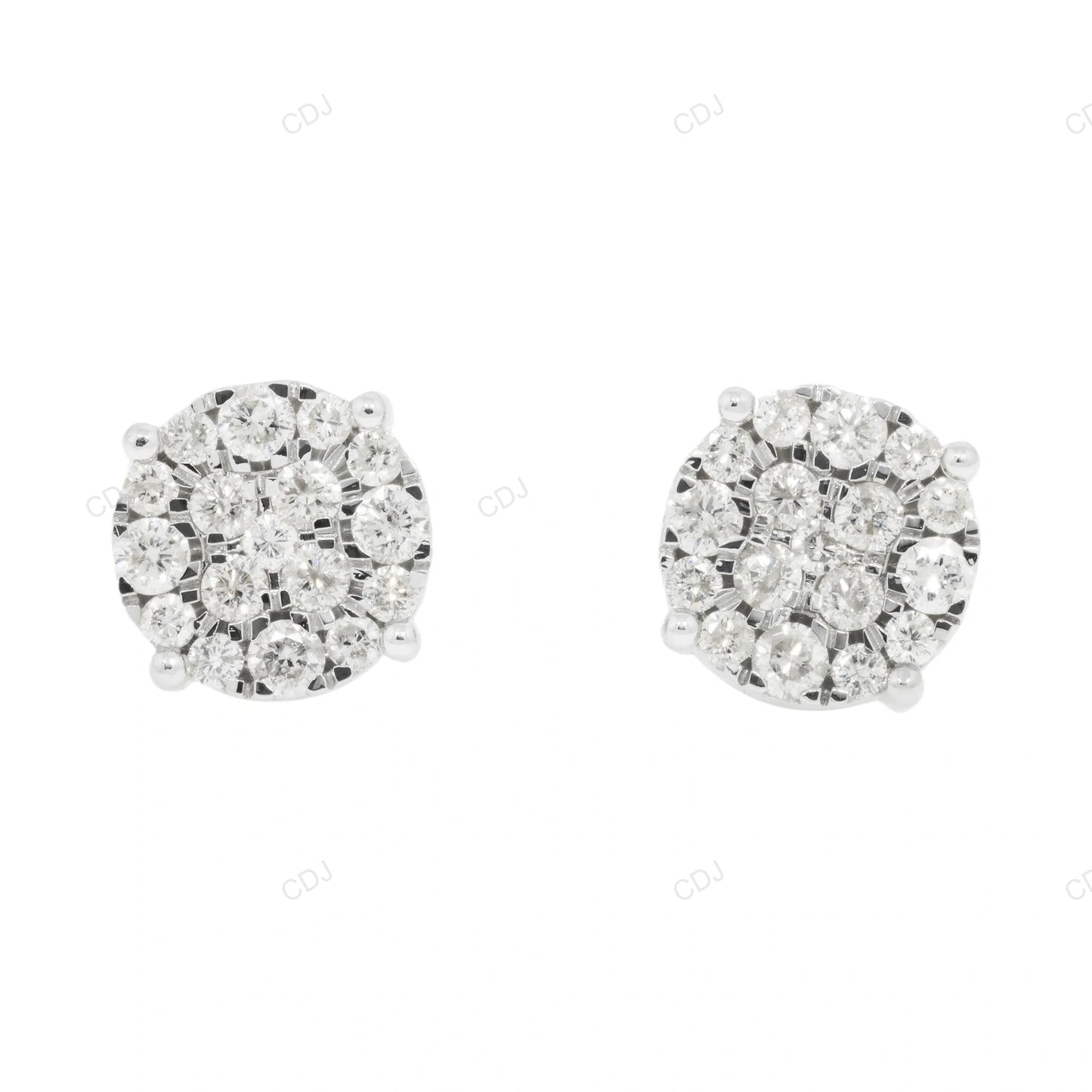 White Gold Lab Grown Diamond Cluster Stud Earrings hip hop jewelry CustomDiamJewel