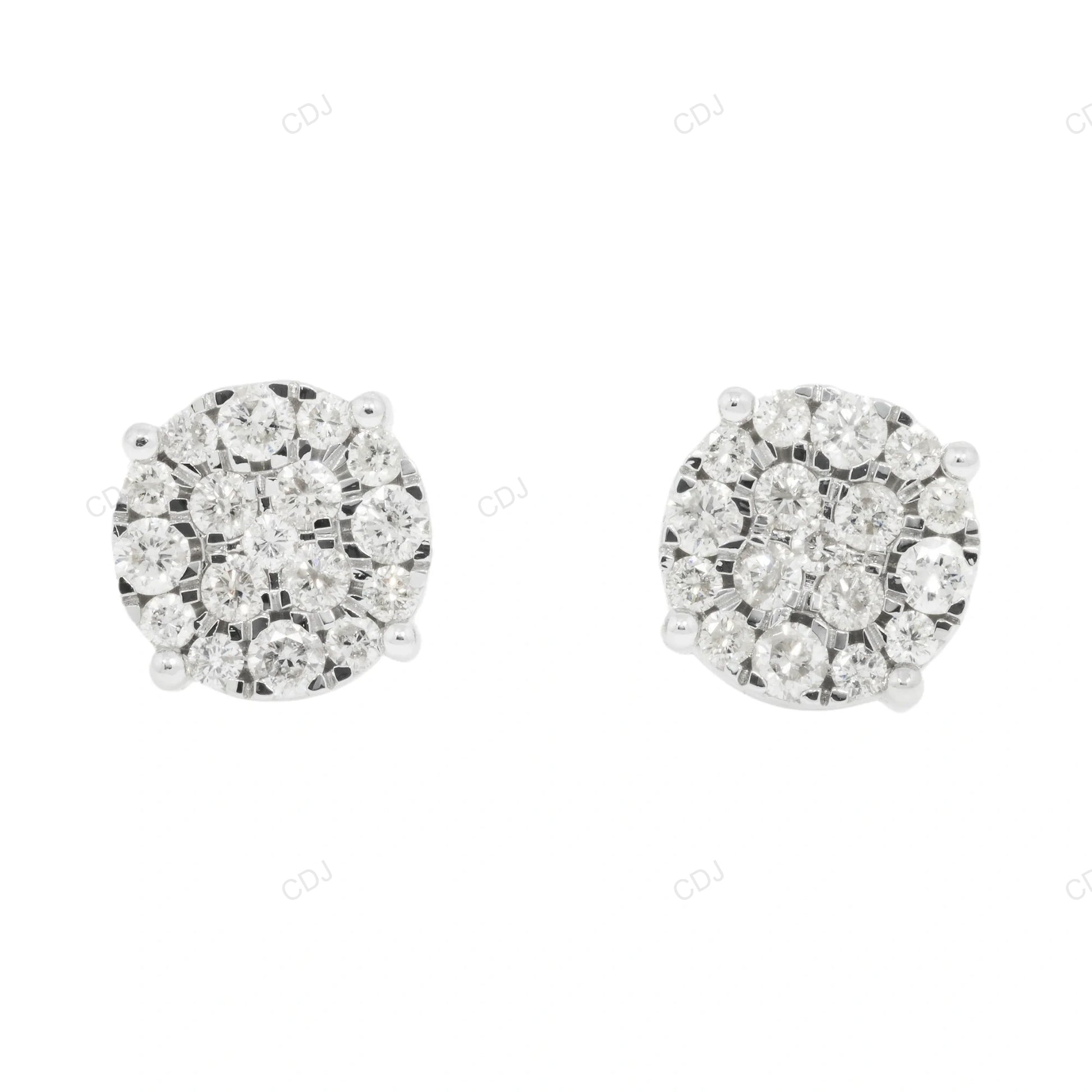 White Gold Lab Grown Diamond Cluster Stud Earrings hip hop jewelry CustomDiamJewel
