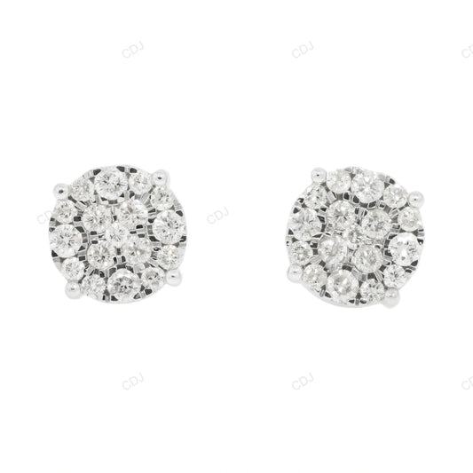 Yellow Gold Lab Grown Diamond Cluster Stud Earrings hip hop jewelry CustomDiamJewel