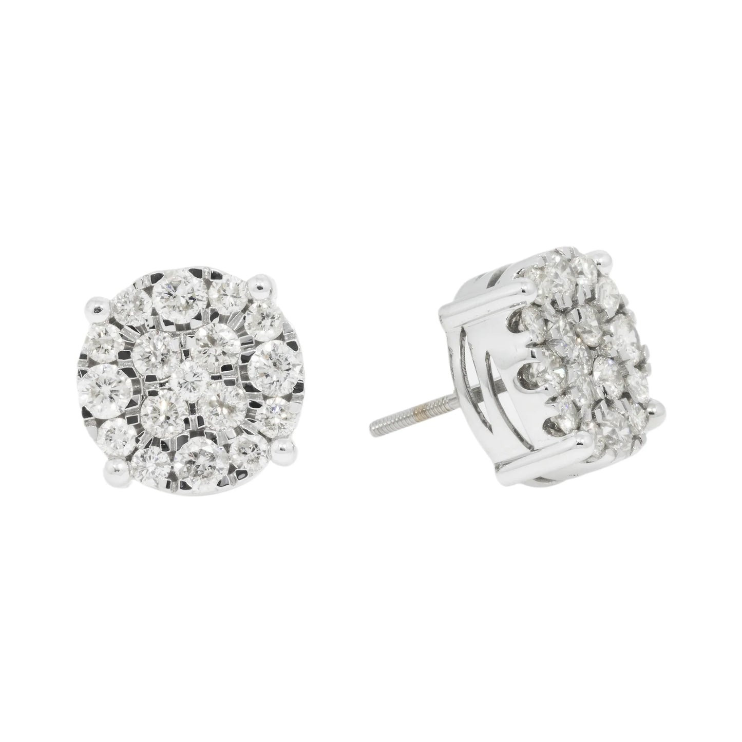 Yellow Gold Lab Grown Diamond Cluster Stud Earrings hip hop jewelry CustomDiamJewel