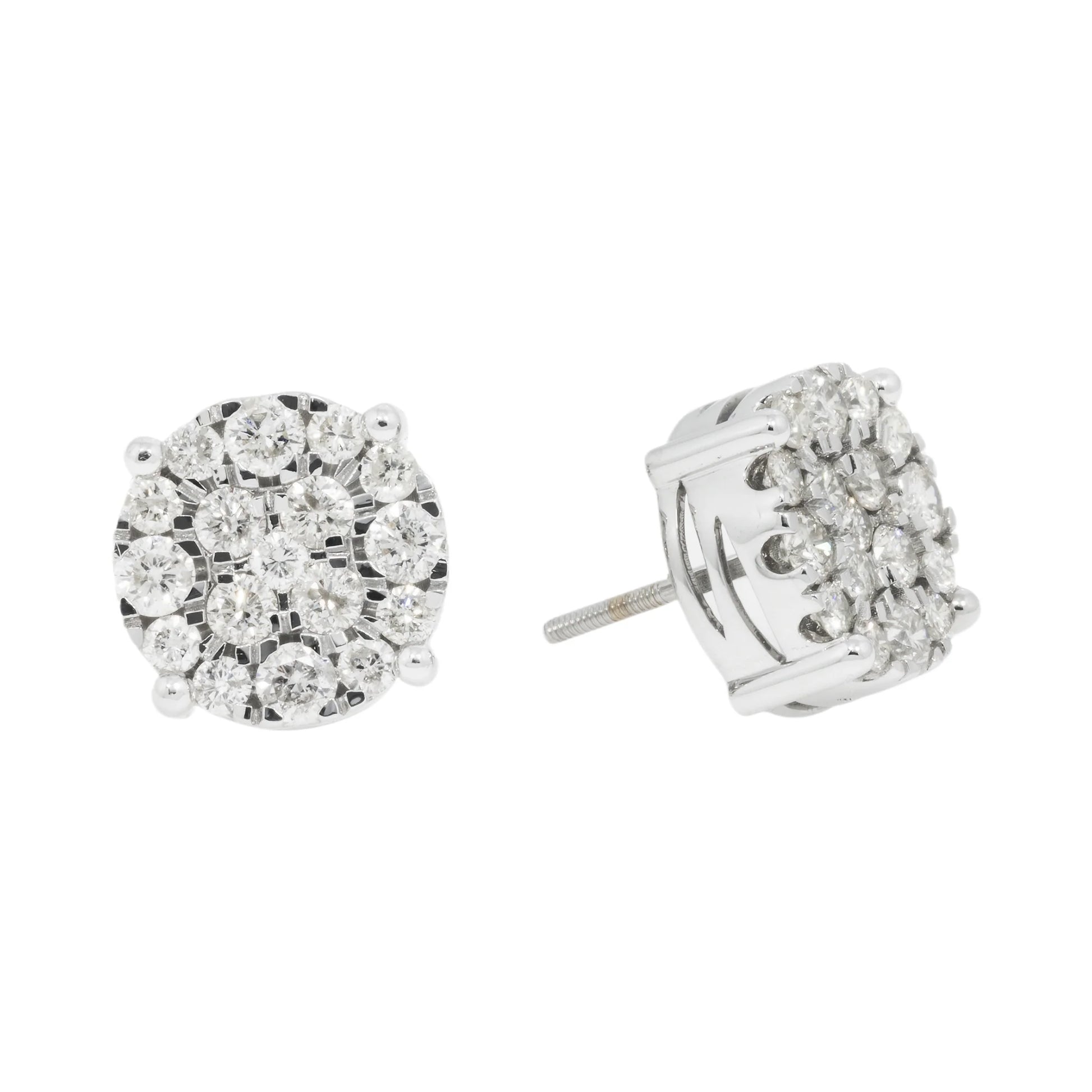 Yellow Gold Lab Grown Diamond Cluster Stud Earrings hip hop jewelry CustomDiamJewel