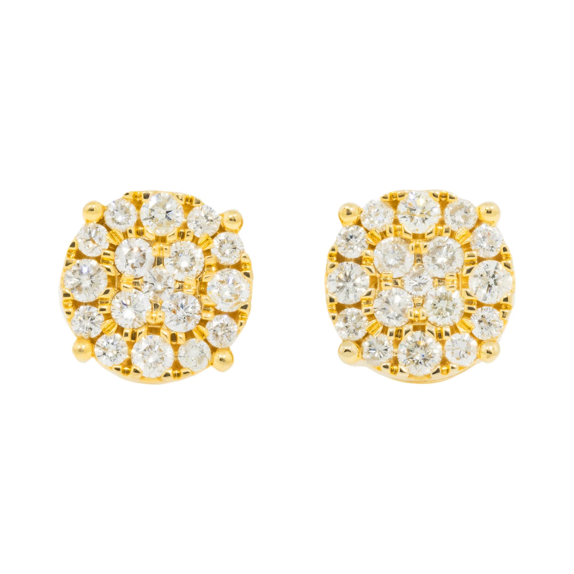 Yellow Gold Lab Grown Diamond Cluster Stud Earrings hip hop jewelry CustomDiamJewel