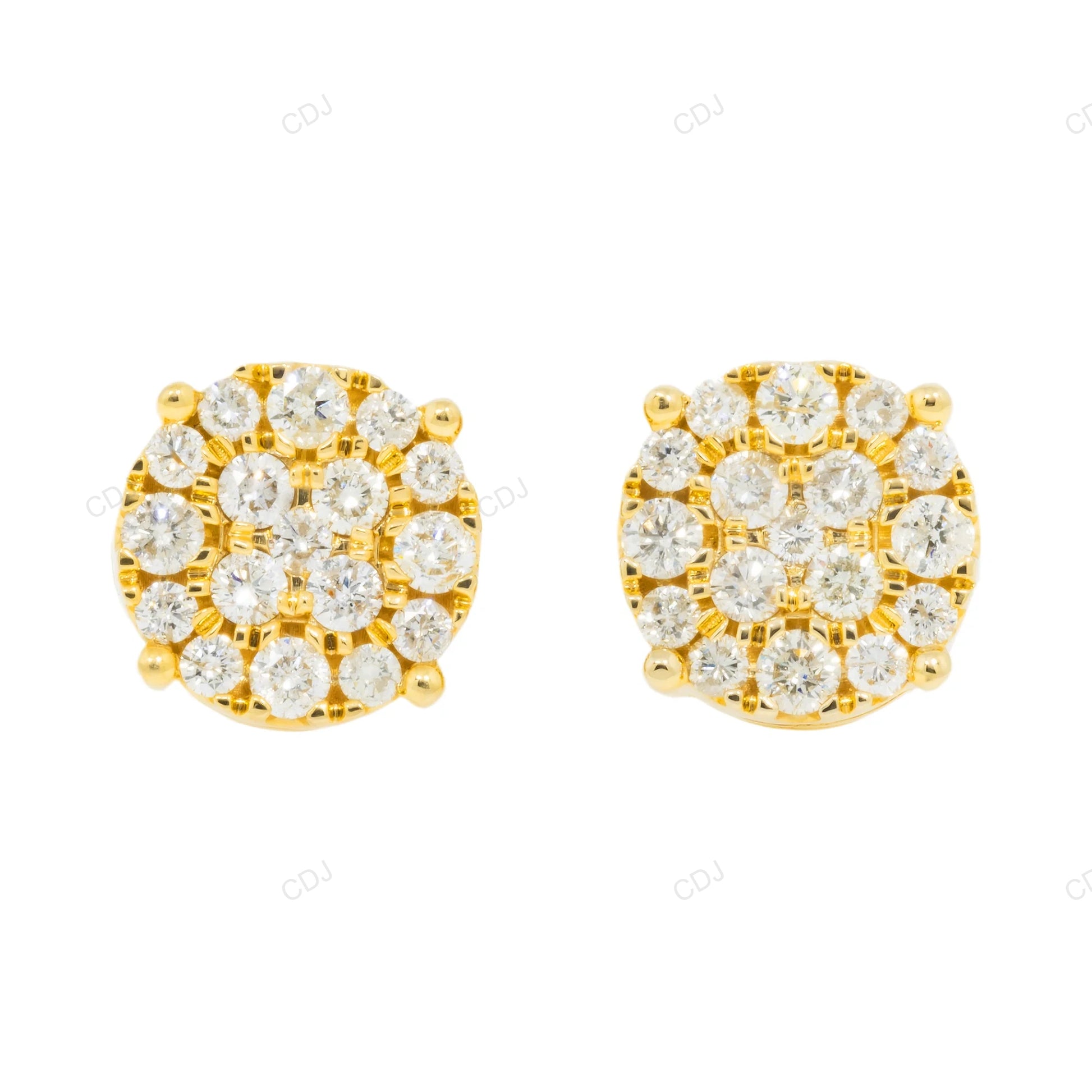 White Gold Lab Grown Diamond Cluster Stud Earrings hip hop jewelry CustomDiamJewel