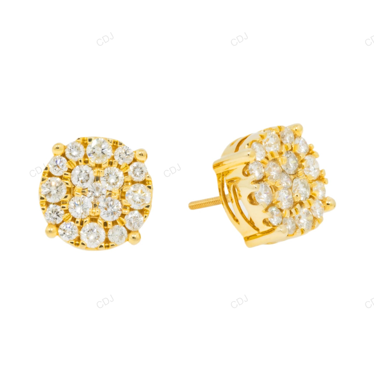 White Gold Lab Grown Diamond Cluster Stud Earrings hip hop jewelry CustomDiamJewel