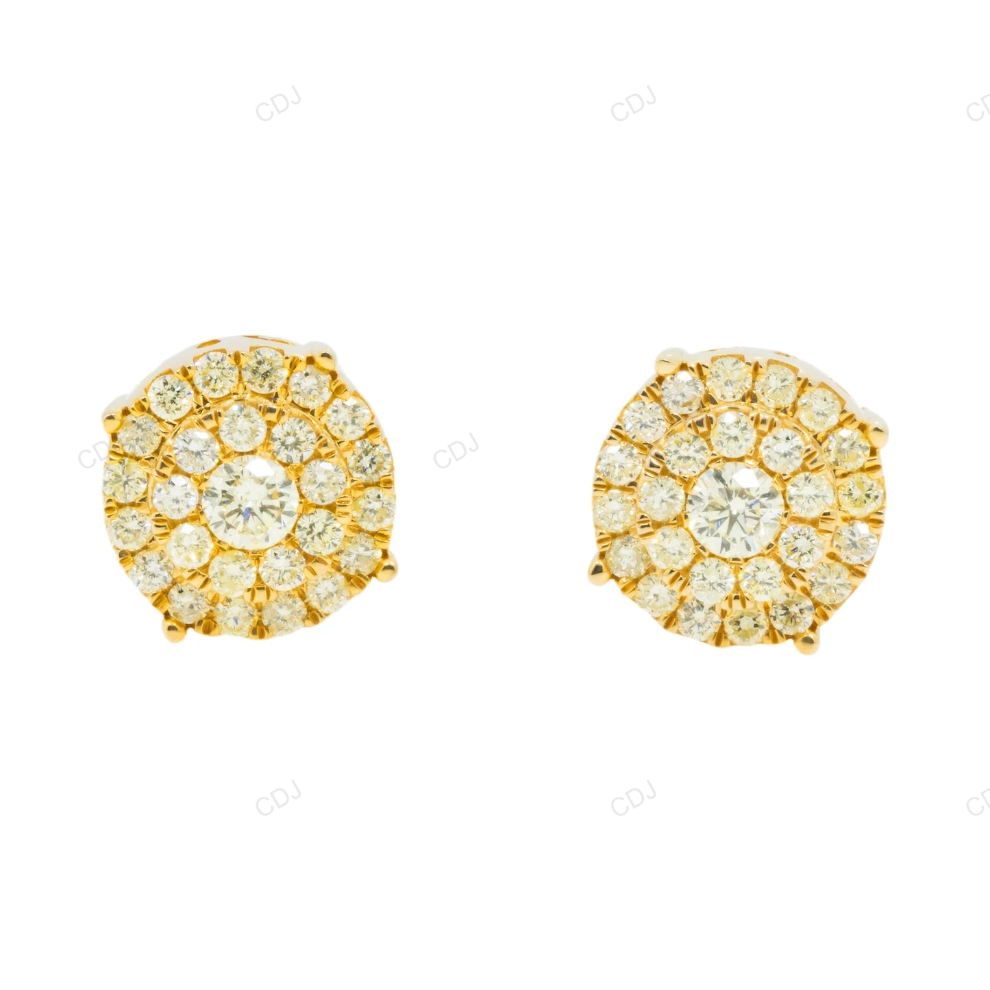 Lab Grown Diamond Cluster Stud Earrings in Gold hip hop jewelry customdiamjewel