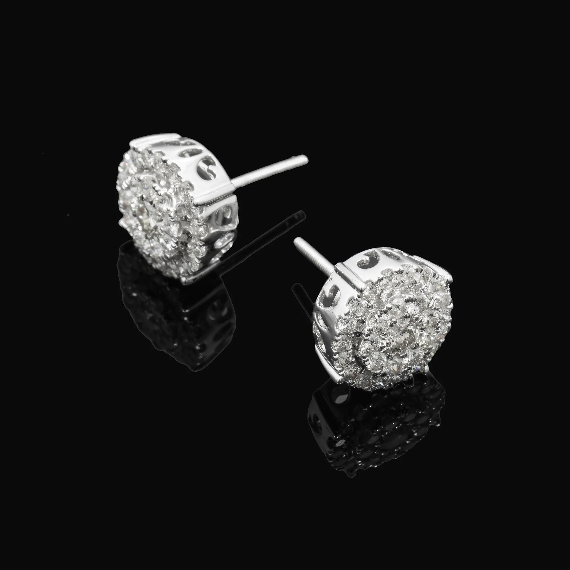Lab Grown Diamond Cluster Stud Earrings in Gold hip hop jewelry customdiamjewel