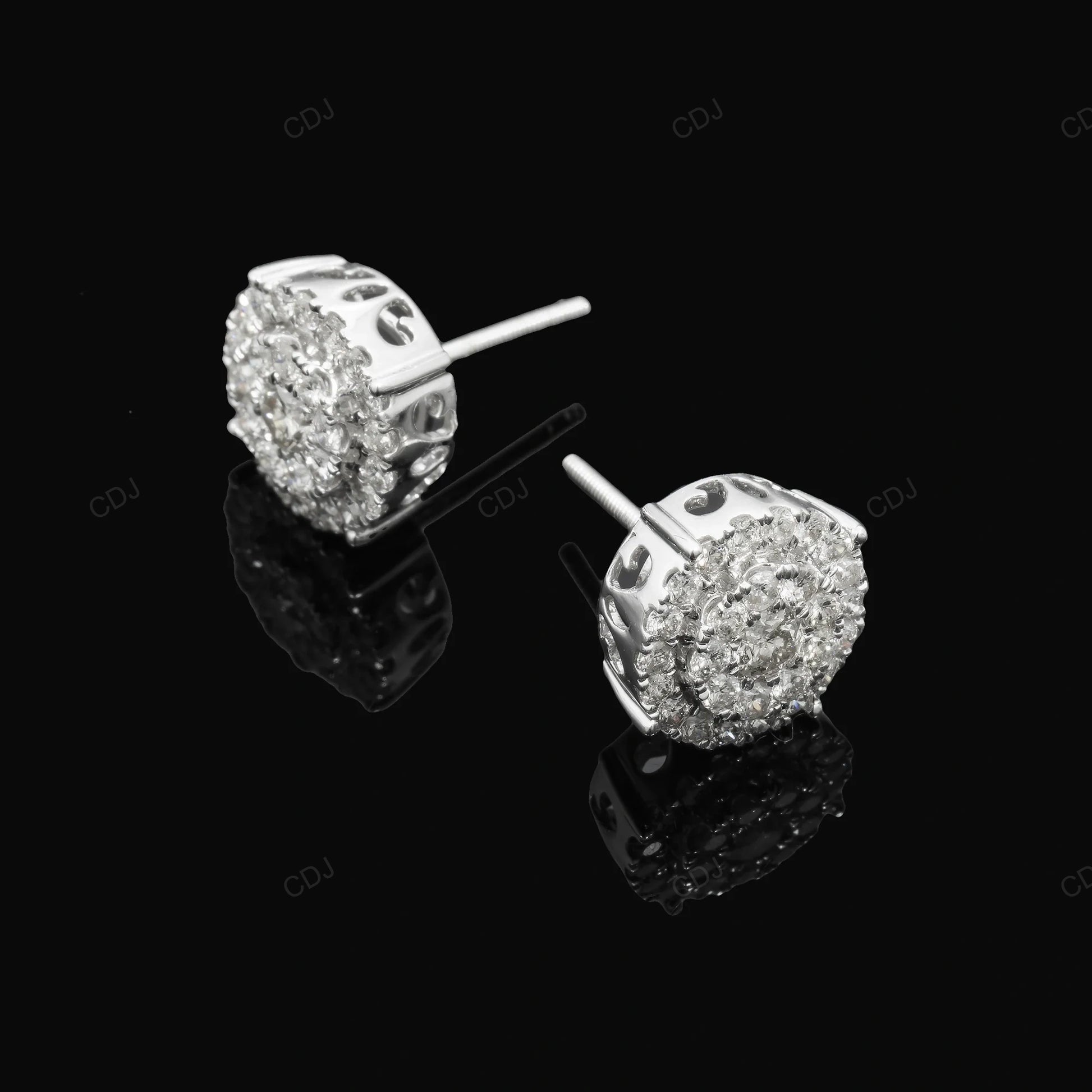 Lab Grown Diamond Cluster Stud Earrings in Gold hip hop jewelry customdiamjewel