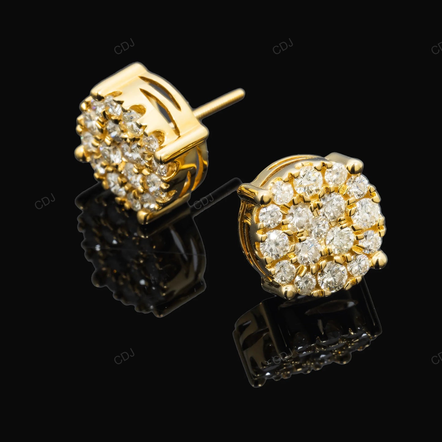 White Gold Lab Grown Diamond Cluster Stud Earrings hip hop jewelry CustomDiamJewel
