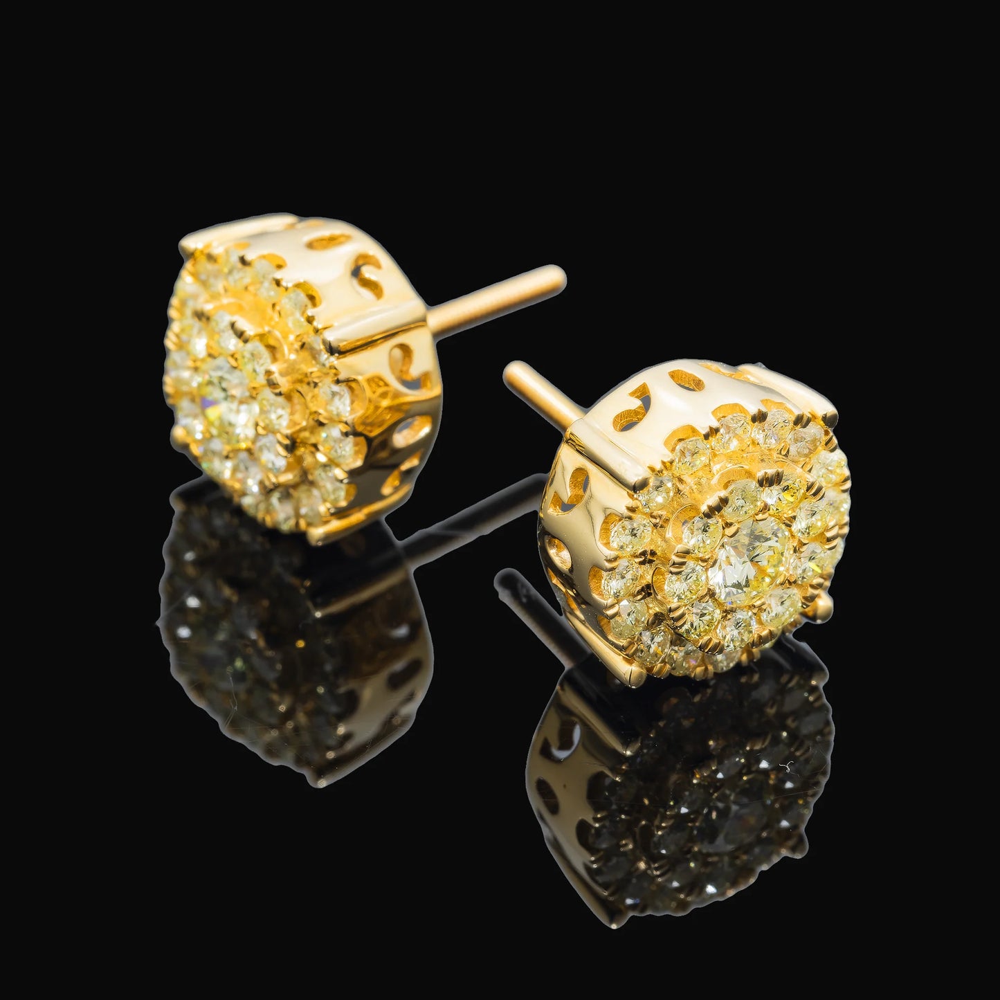 Lab Grown Diamond Cluster Stud Earrings in Gold hip hop jewelry customdiamjewel