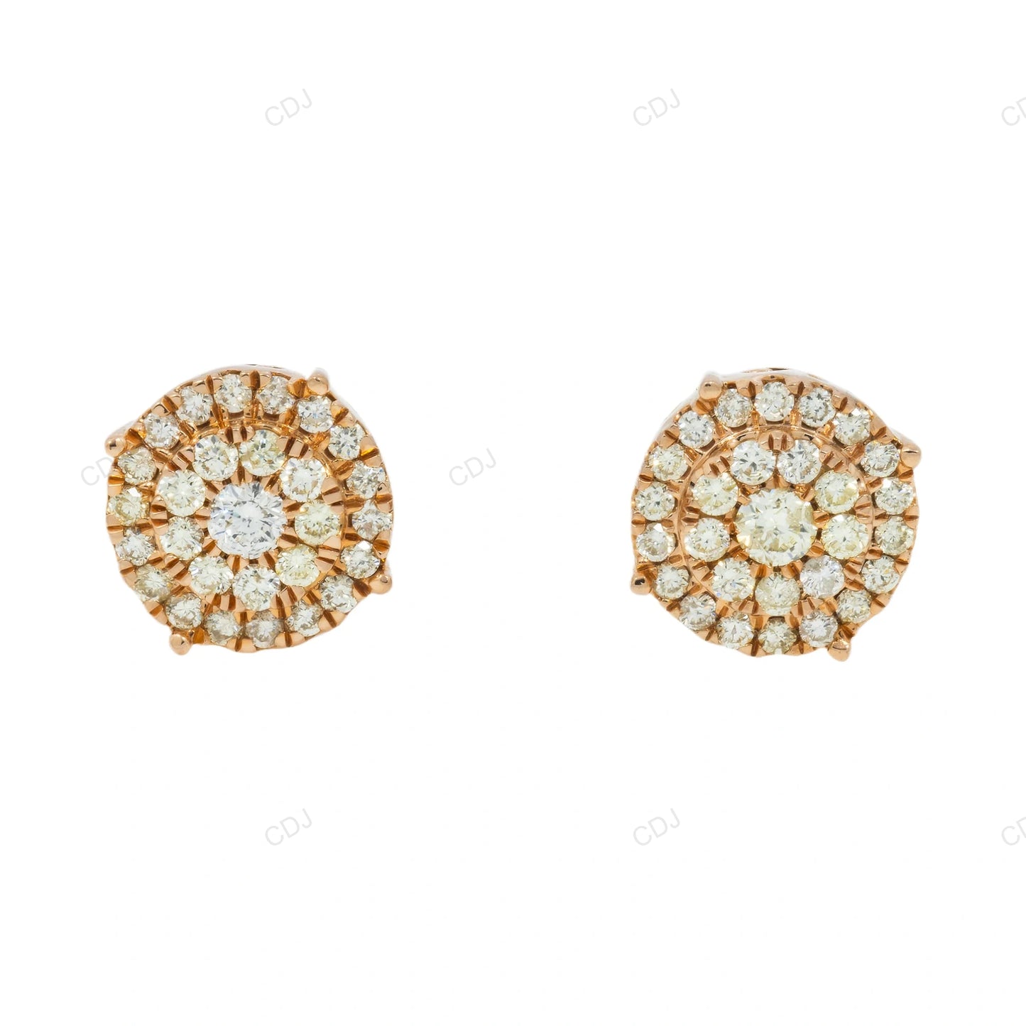 Lab Grown Diamond Cluster Stud Earrings in Gold hip hop jewelry customdiamjewel