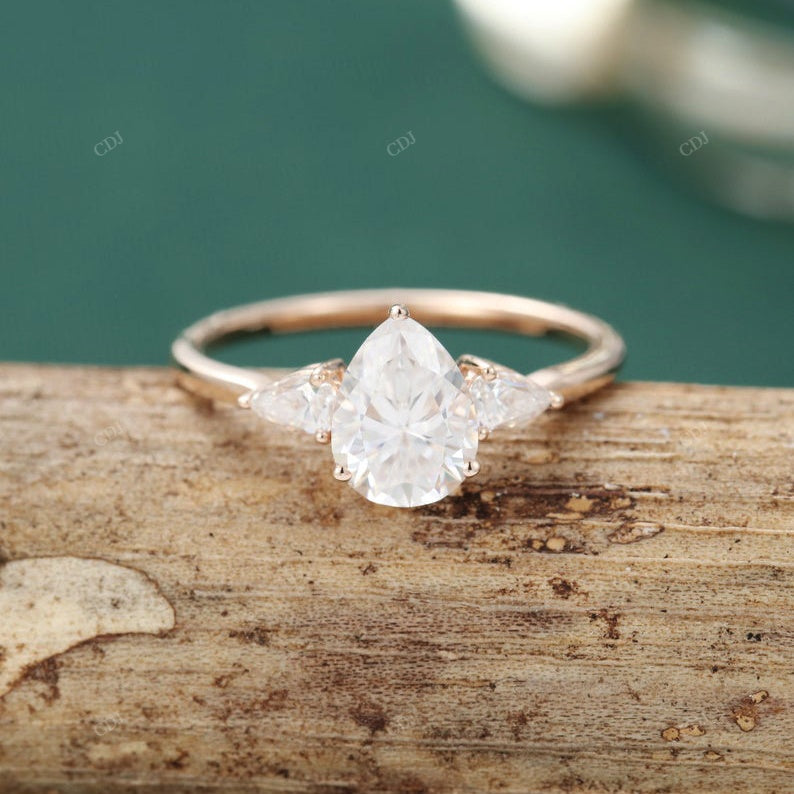 925 Pear Trilogy Lab Grown Diamond Ring