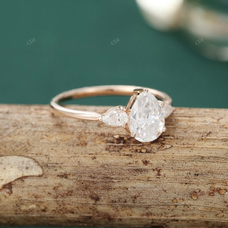 925 Pear Trilogy Lab Grown Diamond Ring