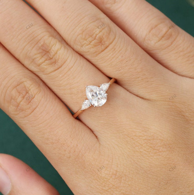 925 Pear Trilogy Lab Grown Diamond Ring